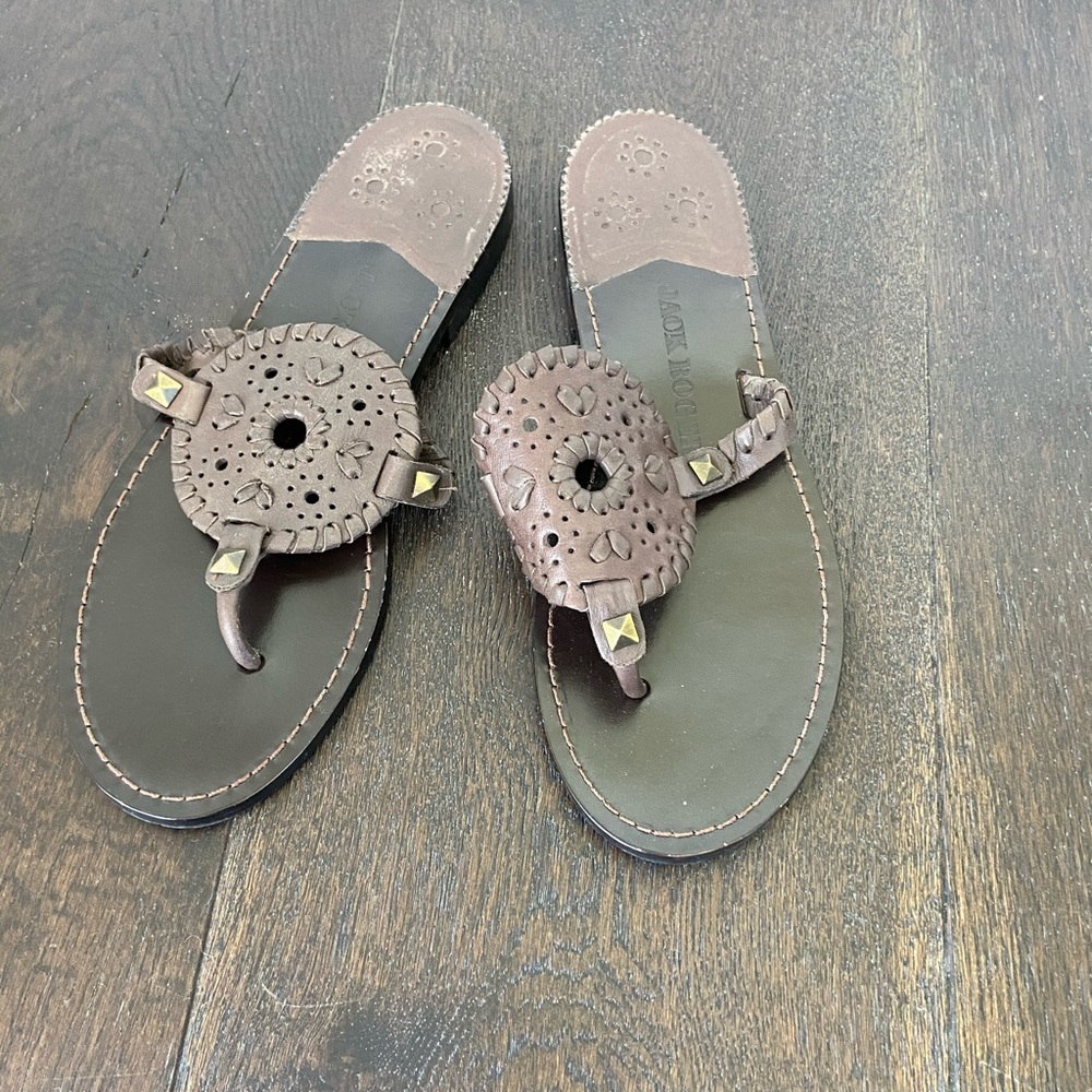 Jack Rogers Brown Leather Sandals | Size 7